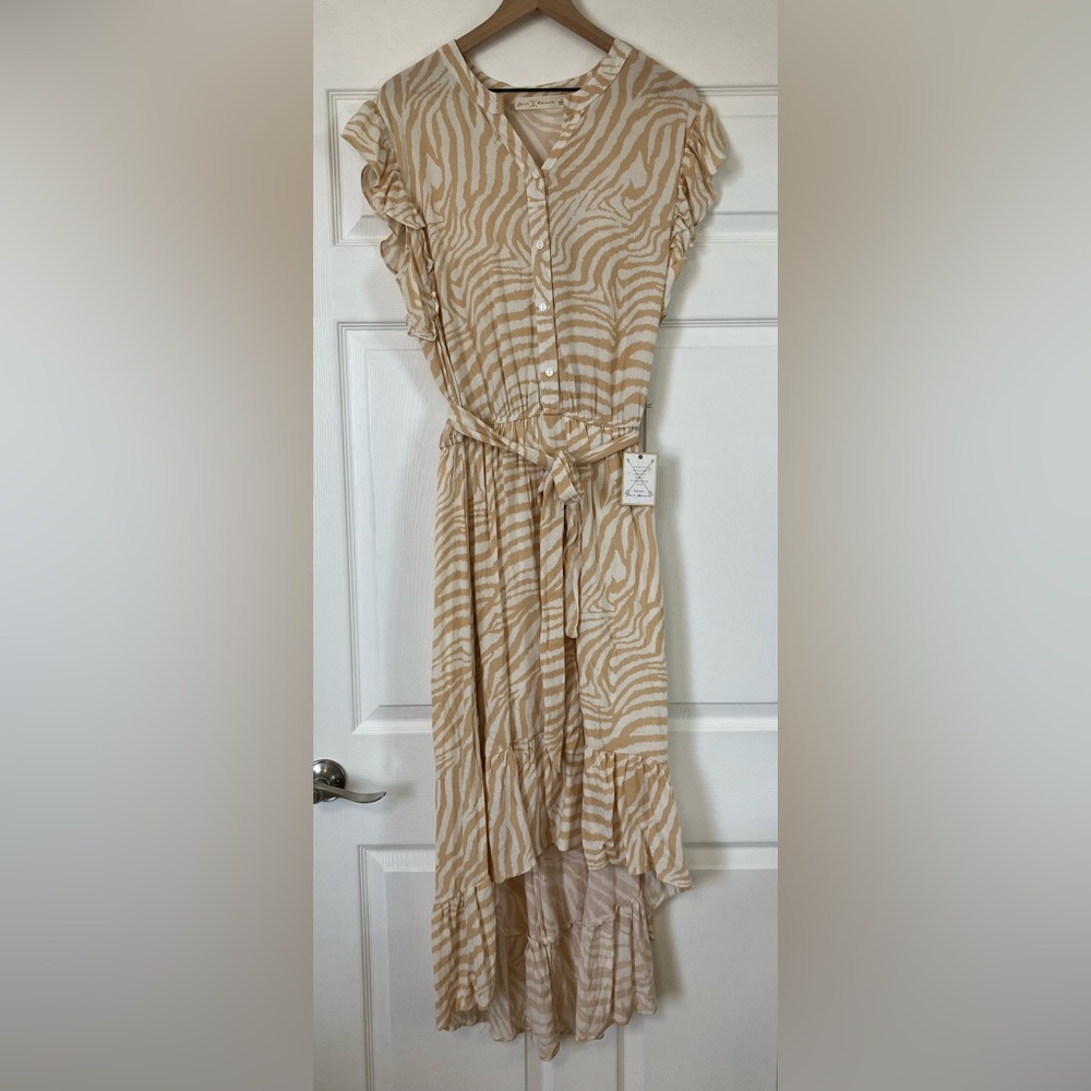 NWT Fair Haven X-large high low tan animal print dress